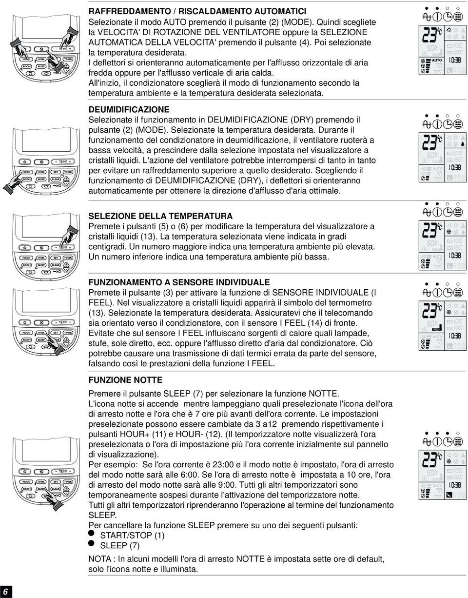 I deflettori si orienteranno automaticamente per l'afflusso orizzontale di aria fredda oppure per l'afflusso verticale di aria calda.