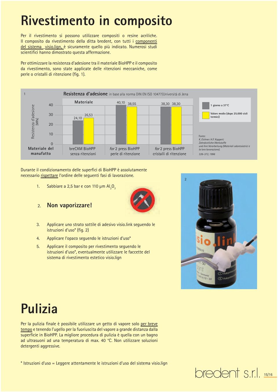 Per ottimizzare la resistenza d adesione tra il materiale BioHPP e il composito da rivestimento, sono state applicate delle ritenzioni meccaniche, come perle o cristalli di ritenzione (fig. 1).