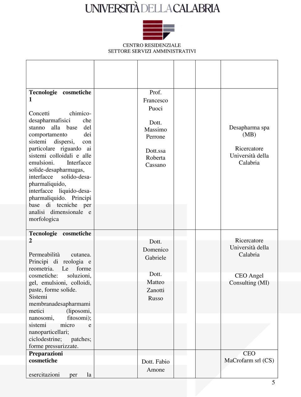 Principi base di tecniche per analisi dimensionale e morfologica Tecnologie cosmetiche 2 Permeabilità cutanea. Principi di reologia e reometria.