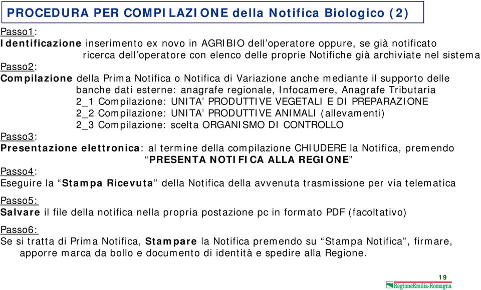 Tributaria 2_1 Compilazione: UNITA PRODUTTIVE VEGETALI E DI PREPARAZIONE 2_2 Compilazione: UNITA PRODUTTIVE ANIMALI (allevamenti) 2_3 Compilazione: scelta ORGANISMO DI CONTROLLO Passo3: Presentazione