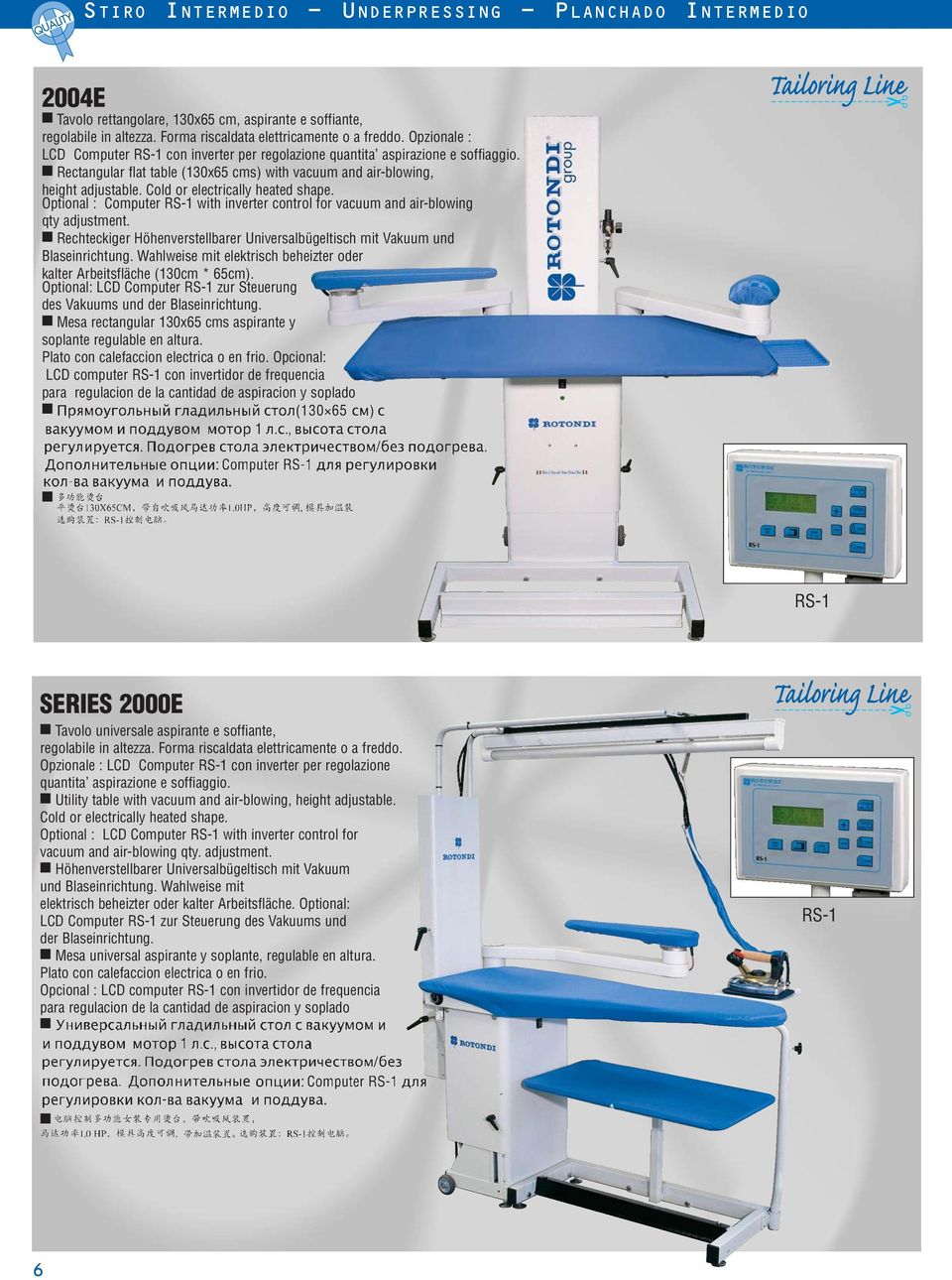 Cold or electrically heated shape. Optional : Computer RS-1 with inverter control for vacuum and air-blowing qty adjustment.