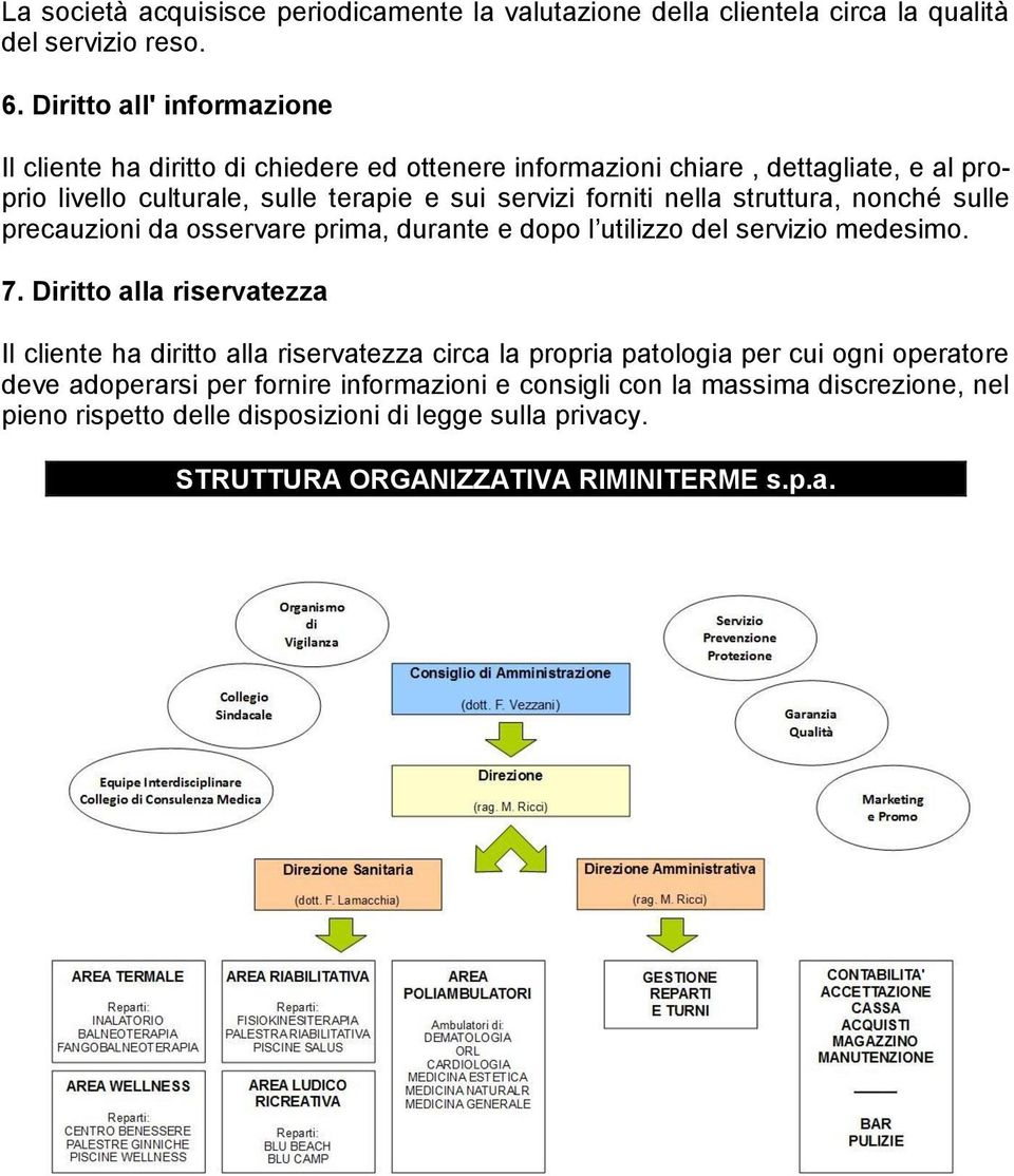 nella struttura, nonché sulle precauzioni da osservare prima, durante e dopo l utilizzo del servizio medesimo. 7.