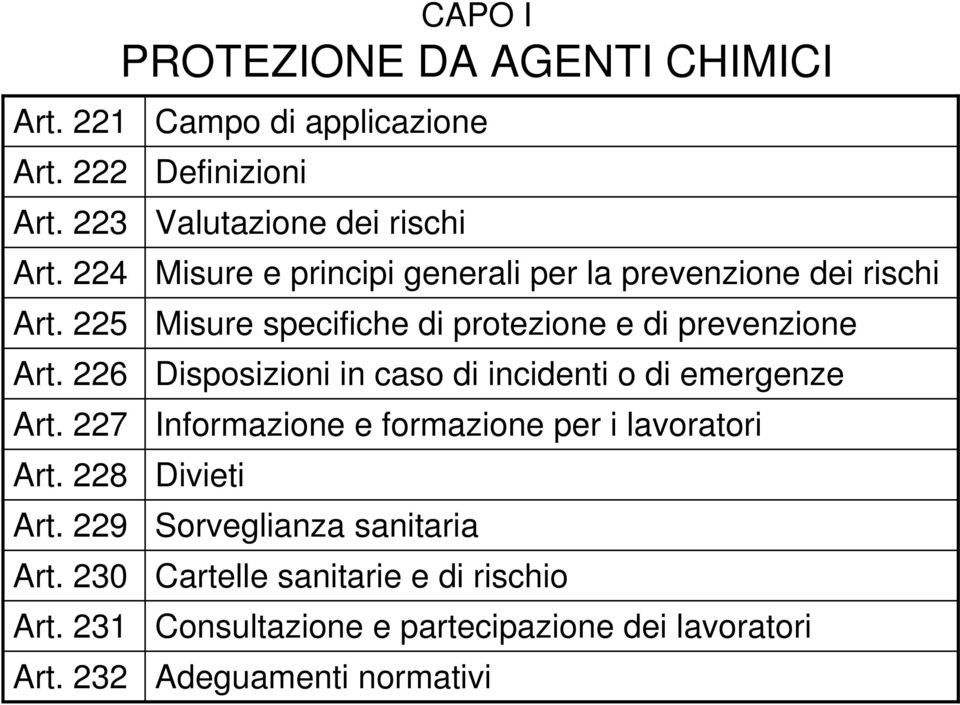 prevenzione dei rischi Misure specifiche di protezione e di prevenzione Disposizioni in caso di incidenti o di emergenze