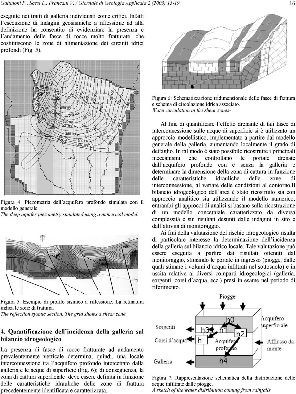 di alimentazione dei circuiti idrici profondi (Fig. 5). Figura 6: Schematizzazione tridimensionale delle fasce di frattura e schema di circolazione idrica associato.