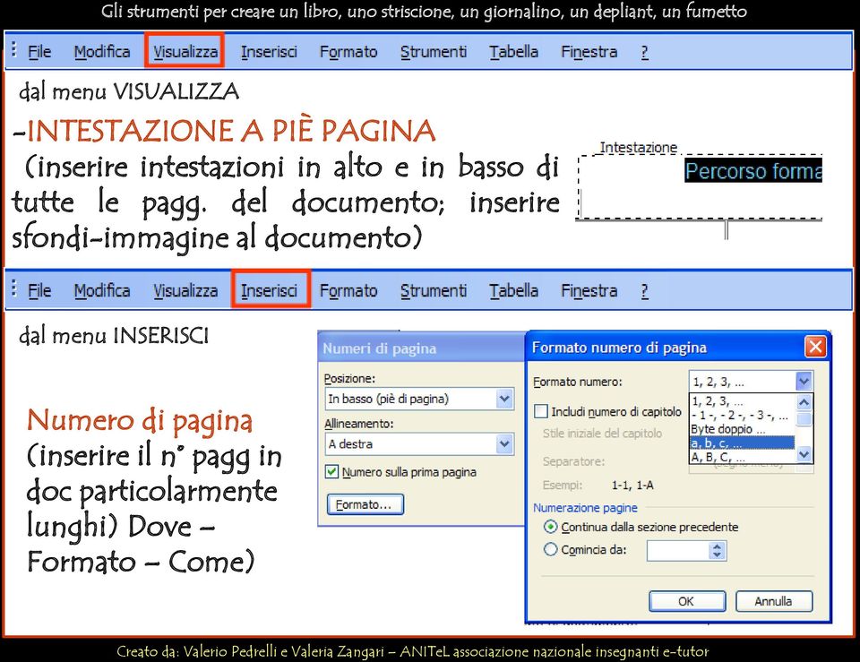 del documento; inserire sfondi-immagine al documento) Numero