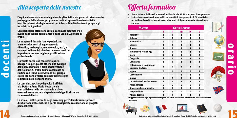 Le insegnanti durante l anno partecipano almeno a due corsi di aggiornamento (filosofico, pedagogico, metodologico, ecc.