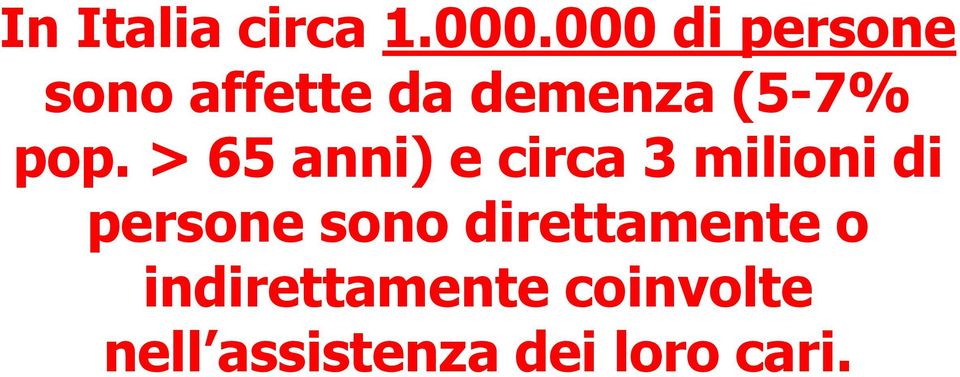 pop. > 65 anni) e circa 3 milioni di persone