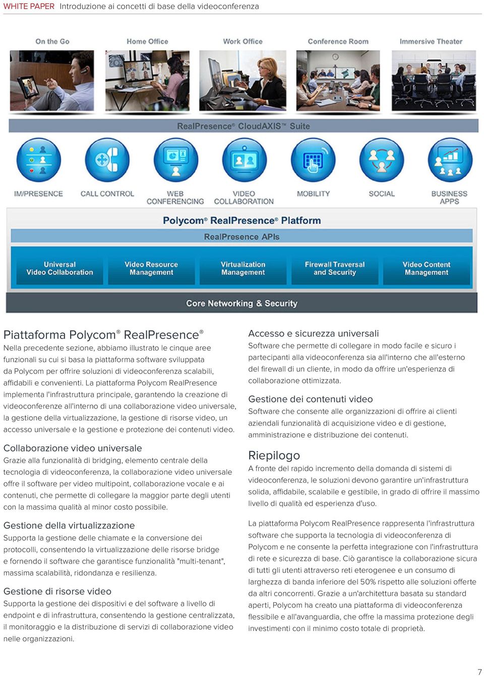 La piattaforma Polycom RealPresence implementa l'infrastruttura principale, garantendo la creazione di videoconferenze all'interno di una collaborazione video universale, la gestione della
