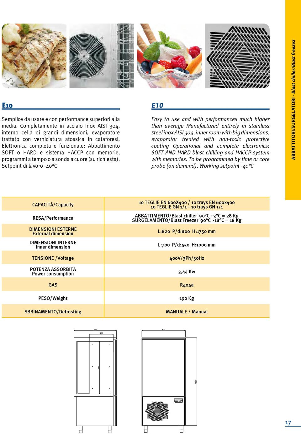 sistema HACCP con memorie, programmi a tempo o a sonda a cuore (su richiesta).