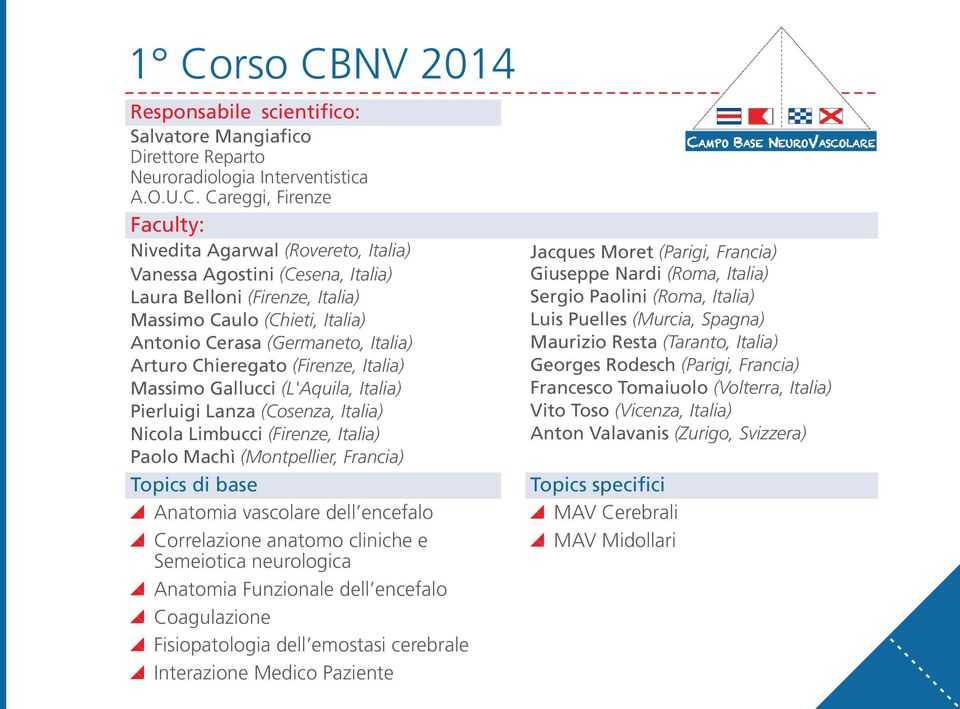 Pierluigi Lanza (Cosenza, Italia) Nicola Limbucci (Firenze, Italia) Paolo Machì (Montpellier, Francia) Topics di base Anatomia vascolare dell encefalo Correlazione anatomo cliniche e Semeiotica