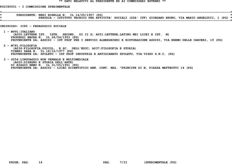 IST. ISTR. SECOND. DI II G; A051:LETTERE,LATINO NEI LICEI E IST. M) PROPERZI MAURA N.