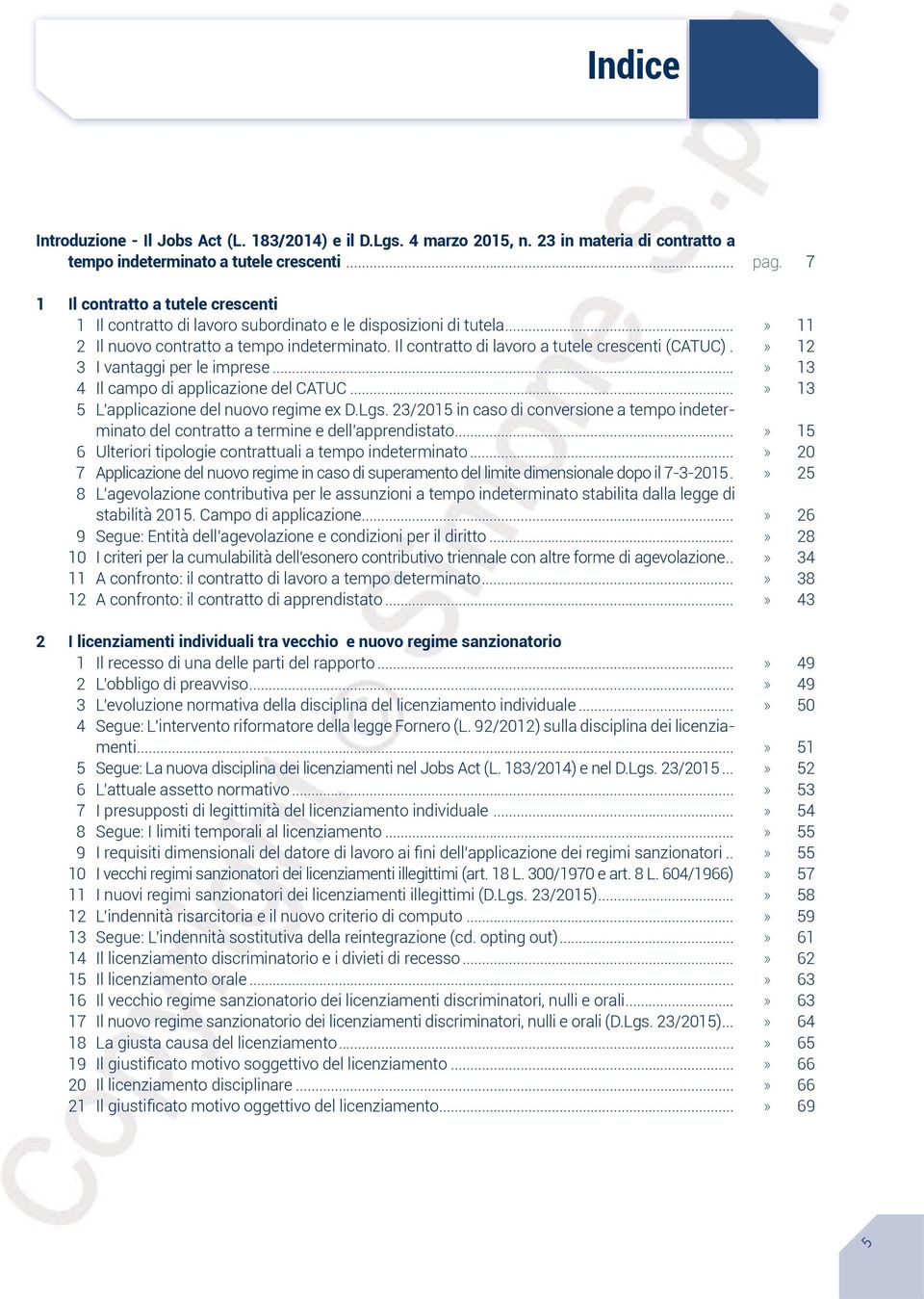 Il contratto di lavoro a tutele crescenti (CATUC)..» 12 3 I vantaggi per le imprese...» 13 4 Il campo di applicazione del CATUC...» 13 5 L applicazione del nuovo regime ex D.Lgs.