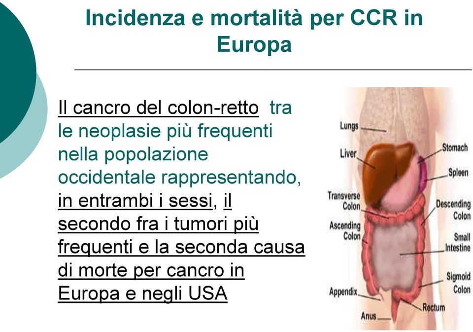 rappresentando, in entrambi i sessi, il secondo fra i tumori più