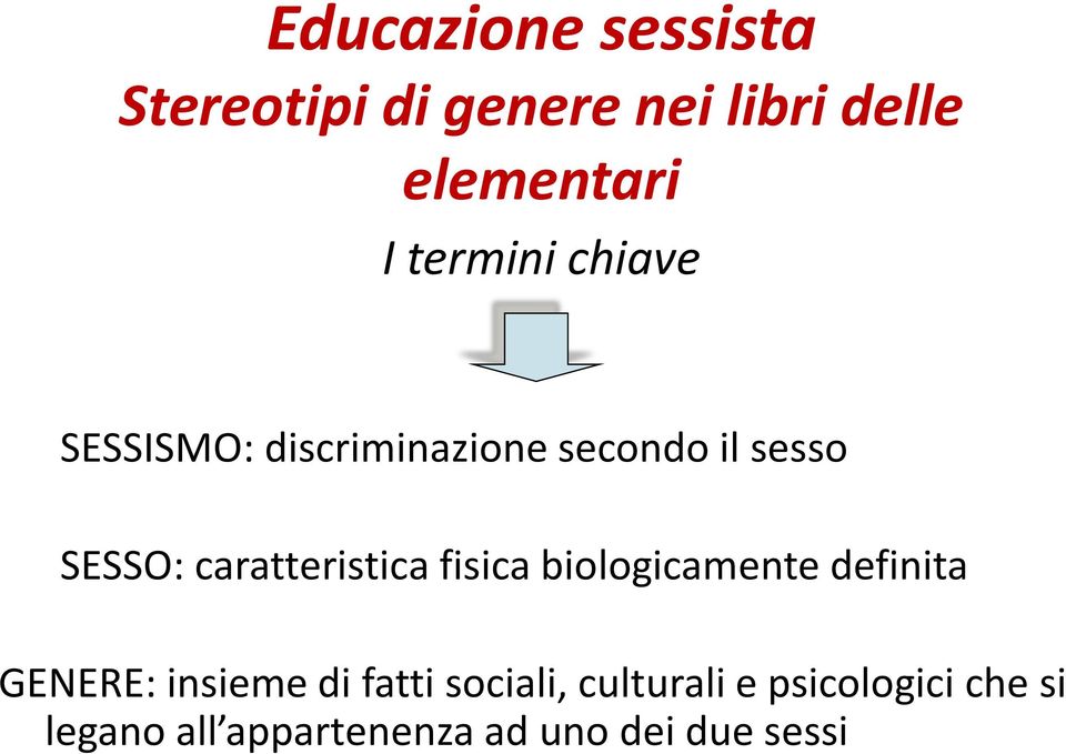 caratteristica fisica biologicamente definita GENERE: insieme di fatti