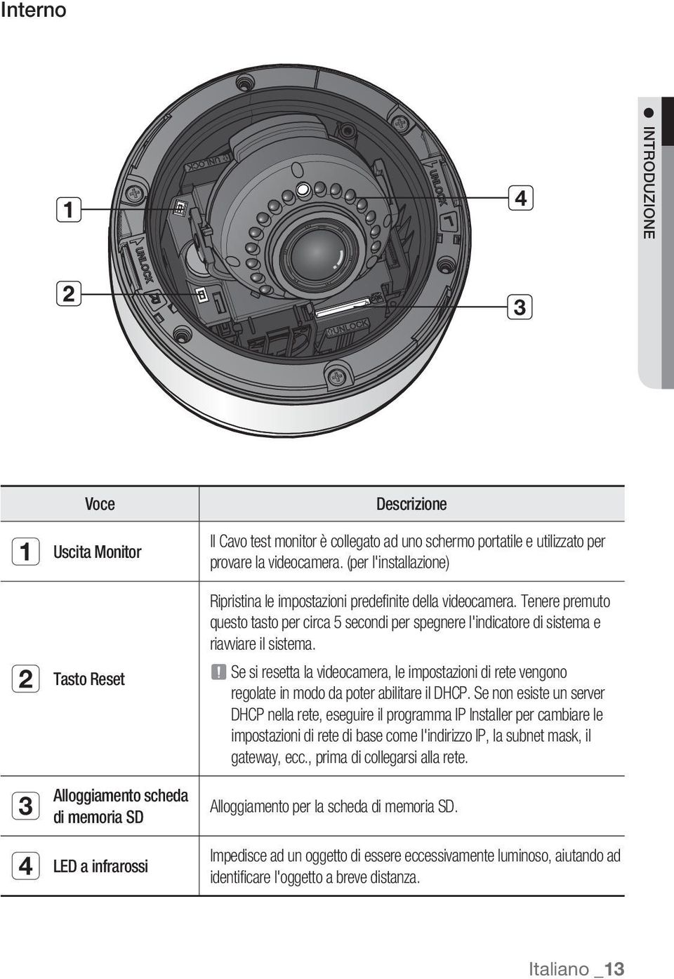 J Se si resetta la videocamera, le impostazioni di rete vengono regolate in modo da poter abilitare il DHCP.