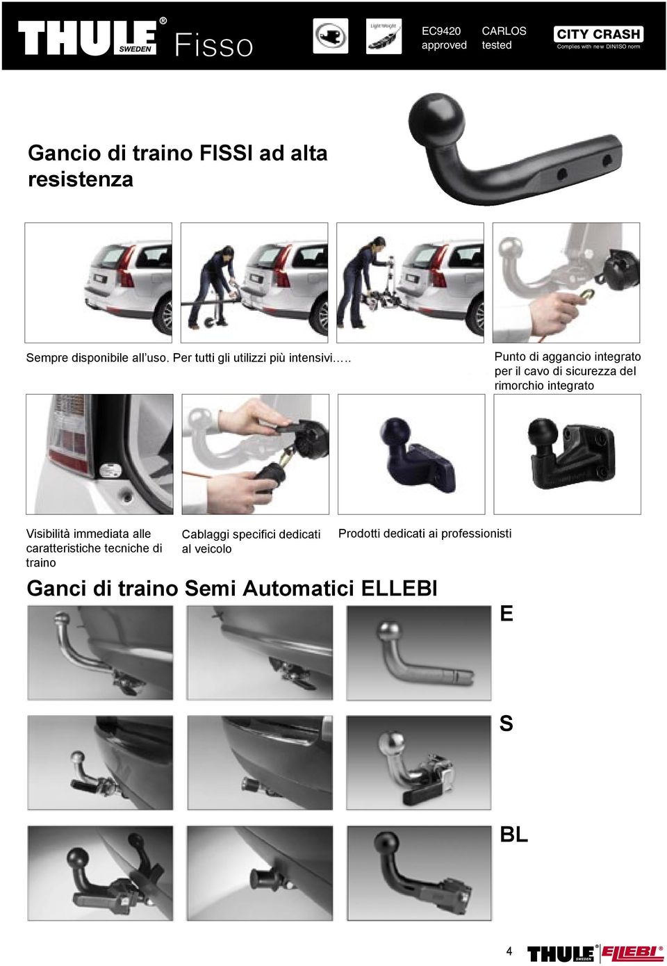 . Punto di aggancio integrato per il cavo di sicurezza del rimorchio integrato Visibilità