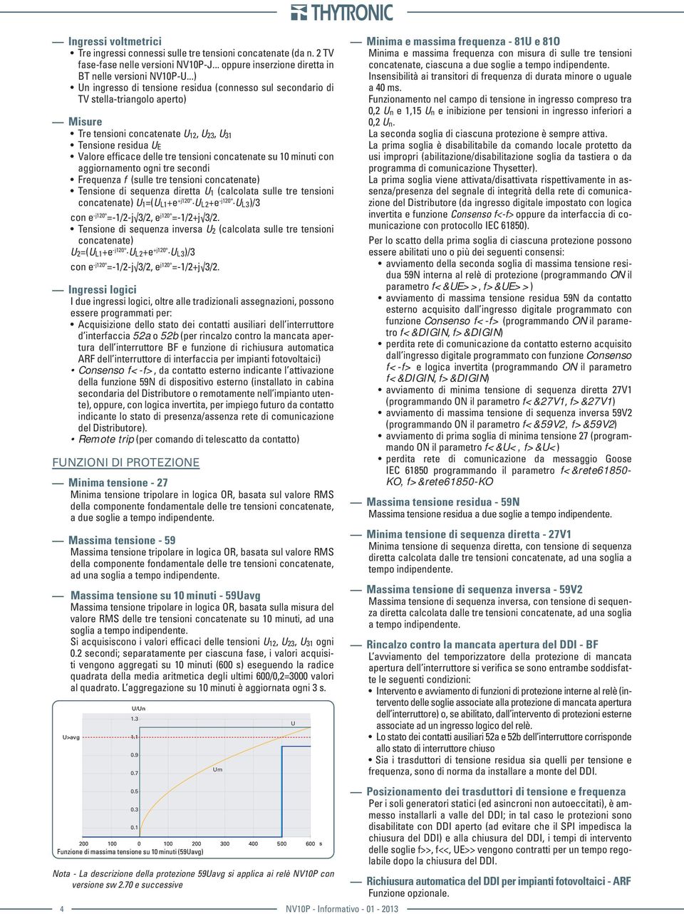 concatenate su 10 minuti con aggiornamento ogni tre secondi Frequenza f (sulle tre tensioni concatenate) Tensione di sequenza diretta U 1 (calcolata sulle tre tensioni concatenate) U 1=(U L1+e +j120