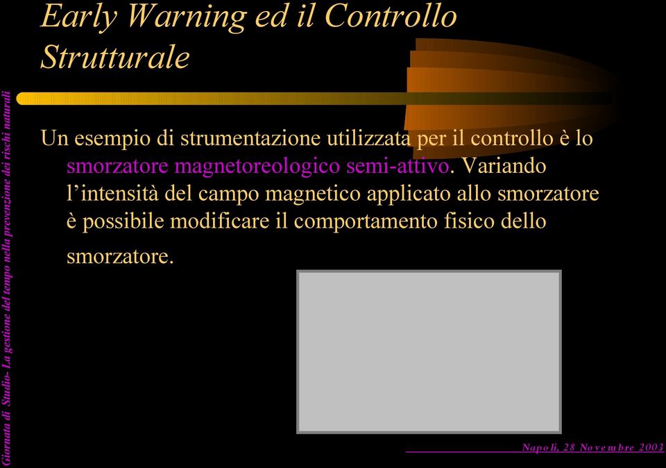 Variando l intensità del campo magnetico applicato allo smorzatore è possibile