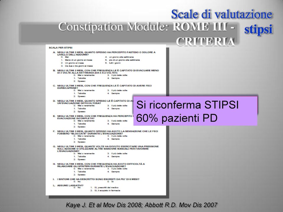 riconferma STIPSI 60% pazienti PD Kaye