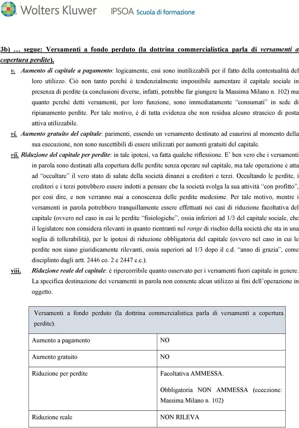 Ciò non tanto perché è tendenzialmente impossibile aumentare il capitale sociale in presenza di perdite (a conclusioni diverse, infatti, potrebbe far giungere la Massima Milano n.