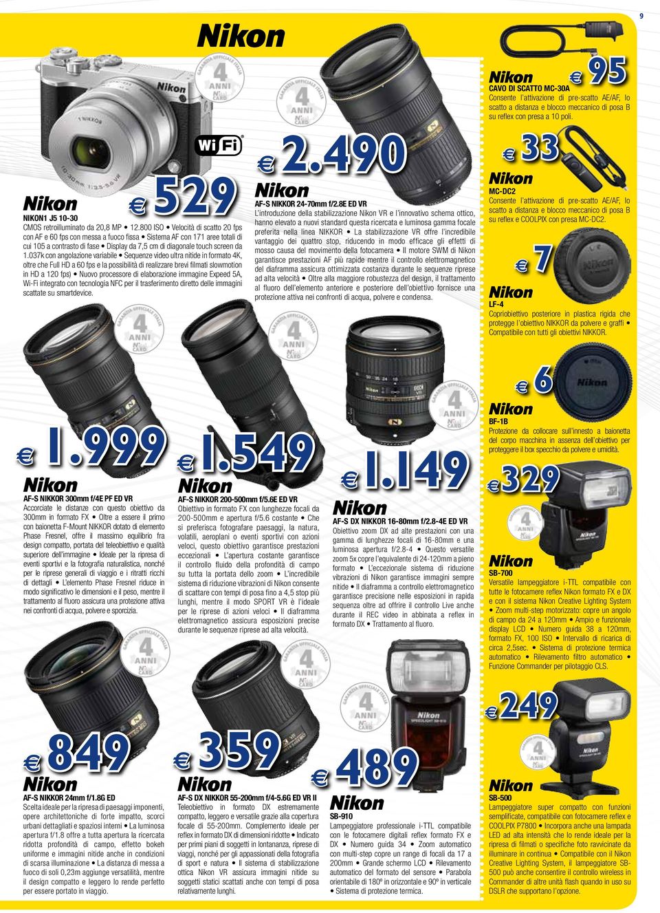 800 ISO Vlocità di scatto 20 fps prfrita nlla lina NIKKOR La stabilizzazion VR offr l incrdibil con AF 60 fps con mssa a fuoco fissa Sistma AF con 171 ar totali di vantaggio di quattro stop, riducndo