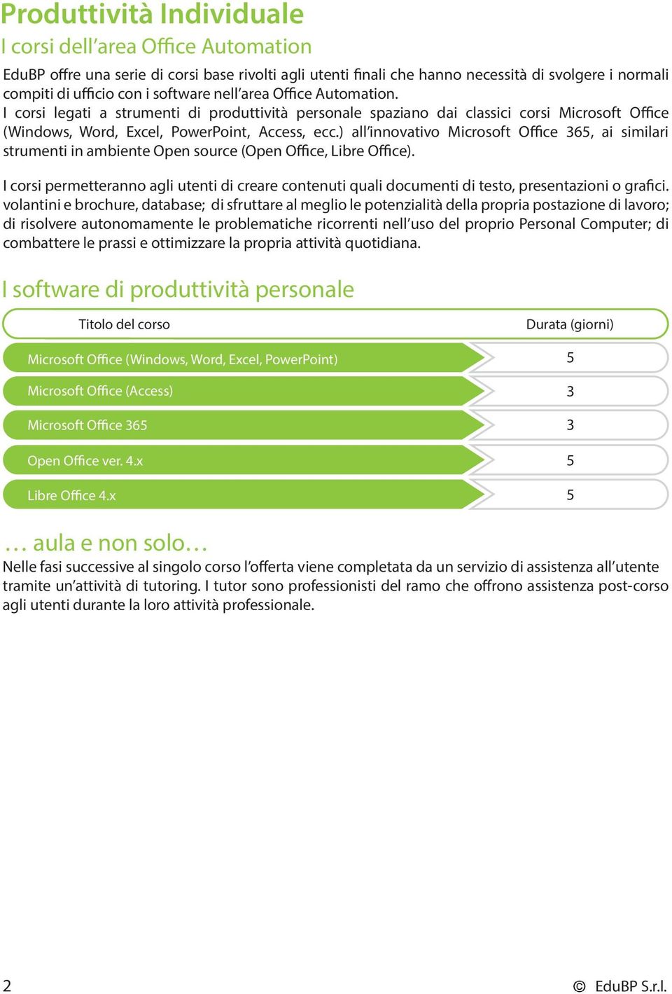 ) all innovativo Microsoft Office 6, ai similari strumenti in ambiente Open source (Open Office, Libre Office).