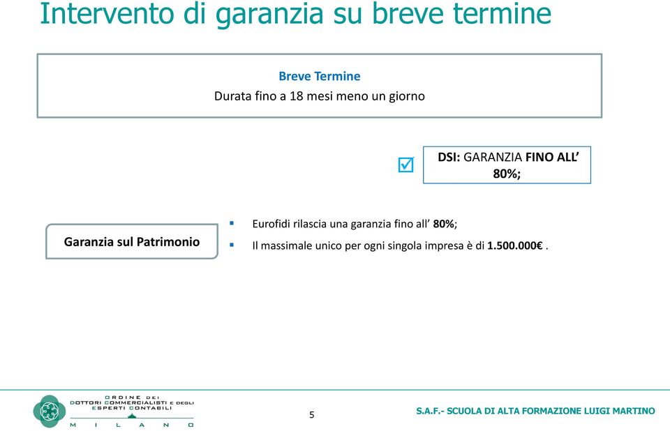 Garanzia sul Patrimonio Eurofidi rilascia una garanzia fino