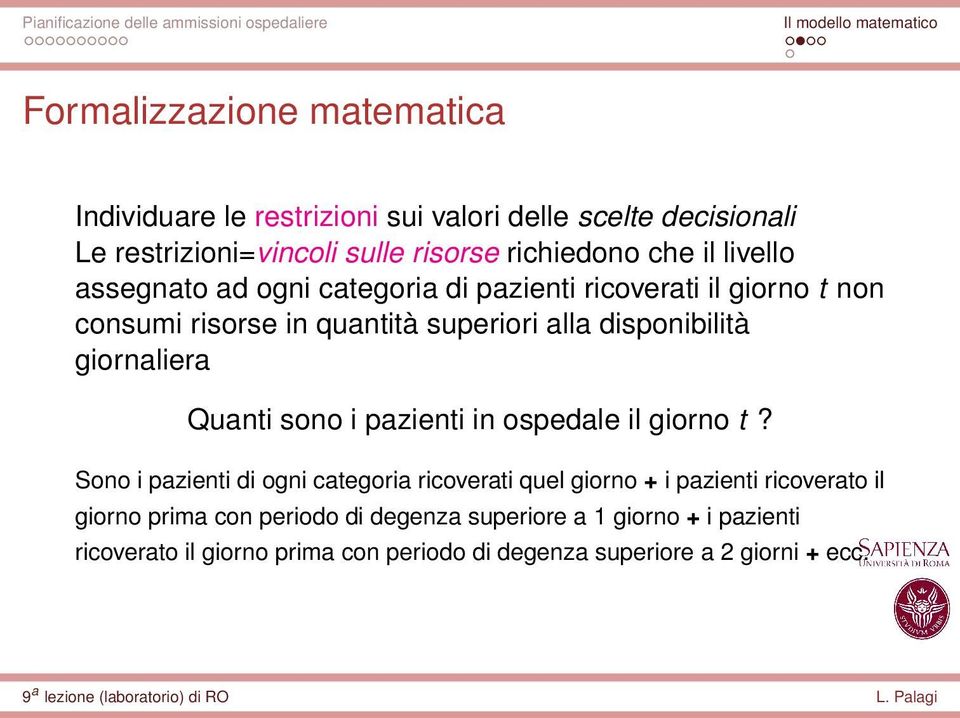 giornaliera Quanti sono i pazienti in ospedale il giorno t?