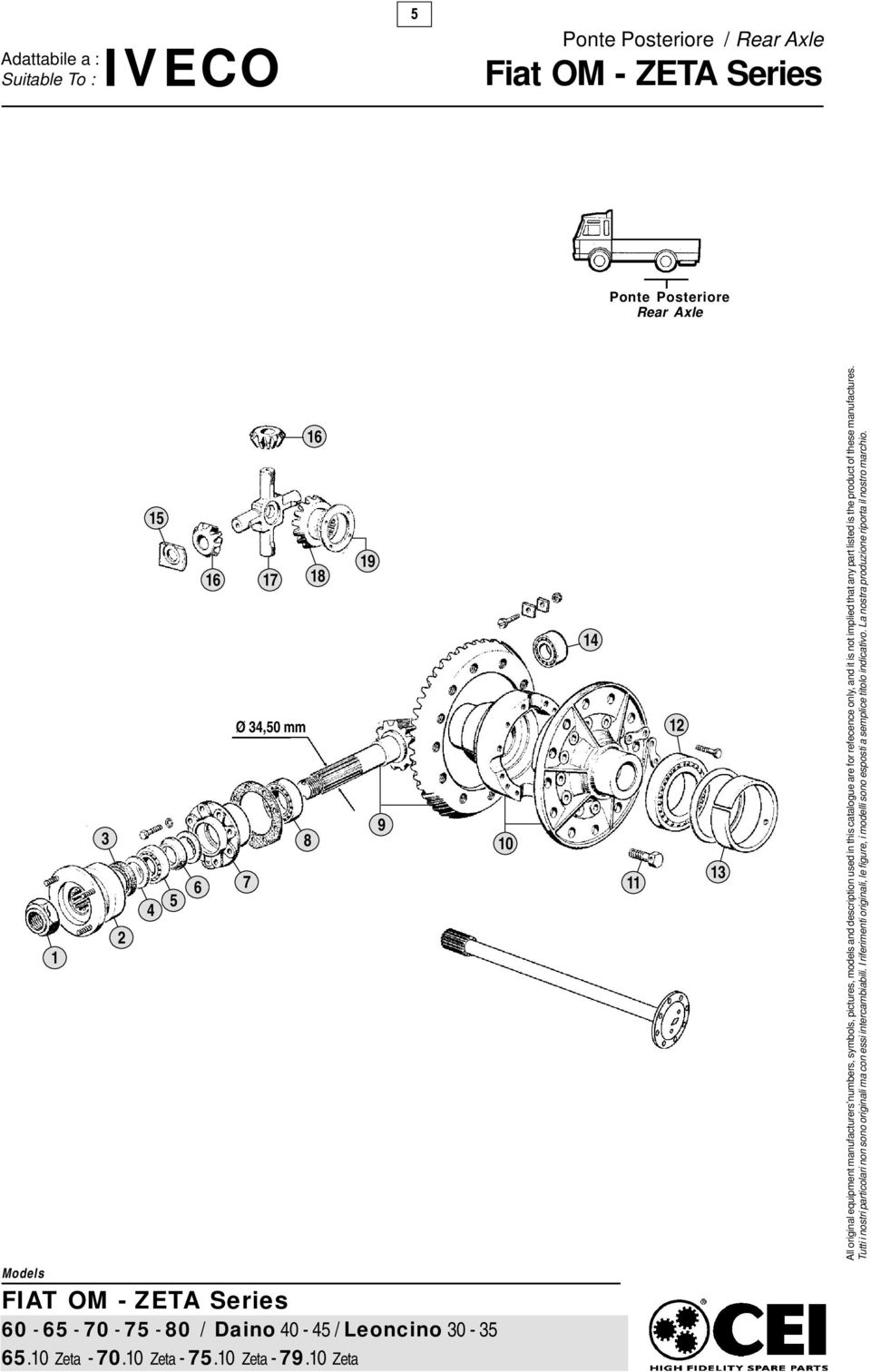 FIAT OM - ZETA Series 60-65 - 70-75 - 80 / Daino 40-45 /