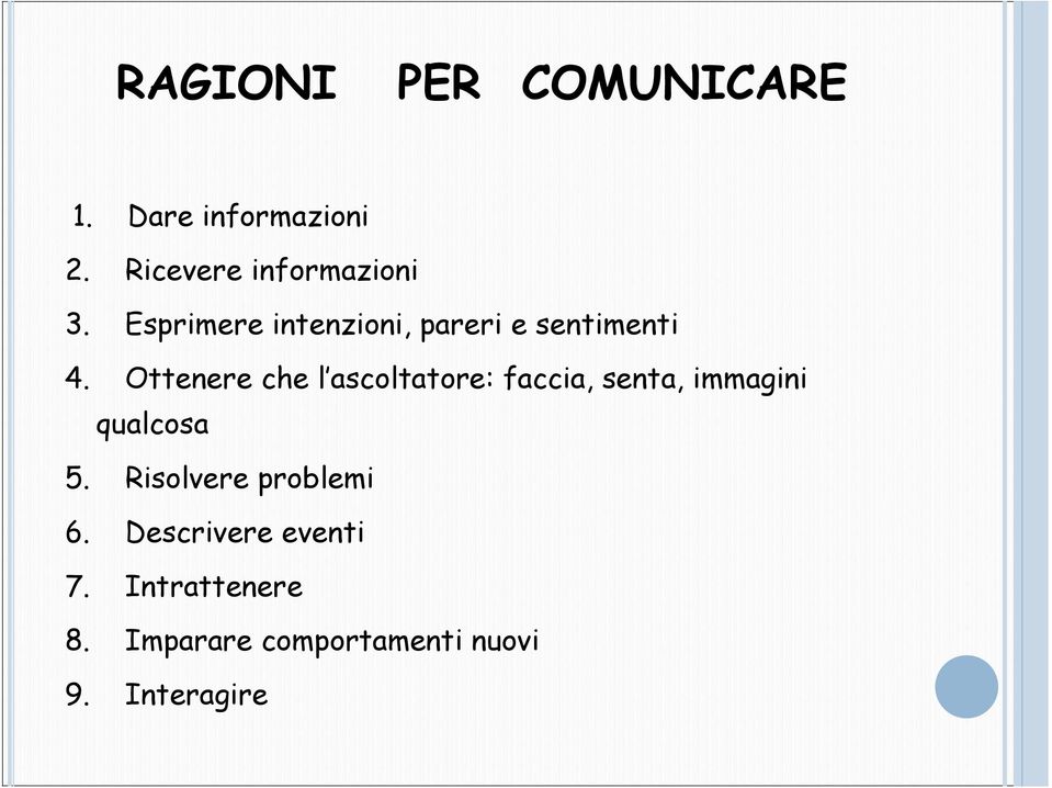 Ottenere che l ascoltatore: faccia, senta, immagini qualcosa 5.