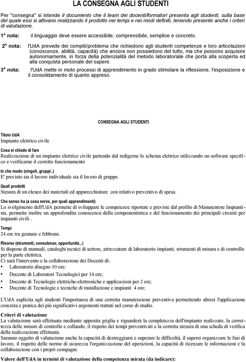 2 A nota: l'uda prevede dei compiti/problema che richiedono agli studenti competenze e loro articolazioni (conoscenze, abilità, capacità) che ancora non possiedono del tutto, ma che possono acquisire