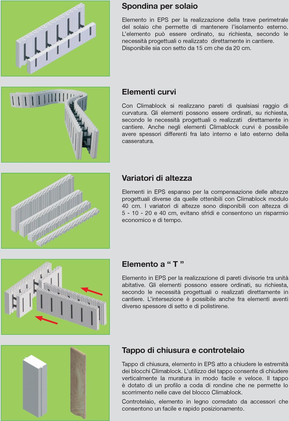 Elementi curvi Con Climablock si realizzano pareti di qualsiasi raggio di curvatura.