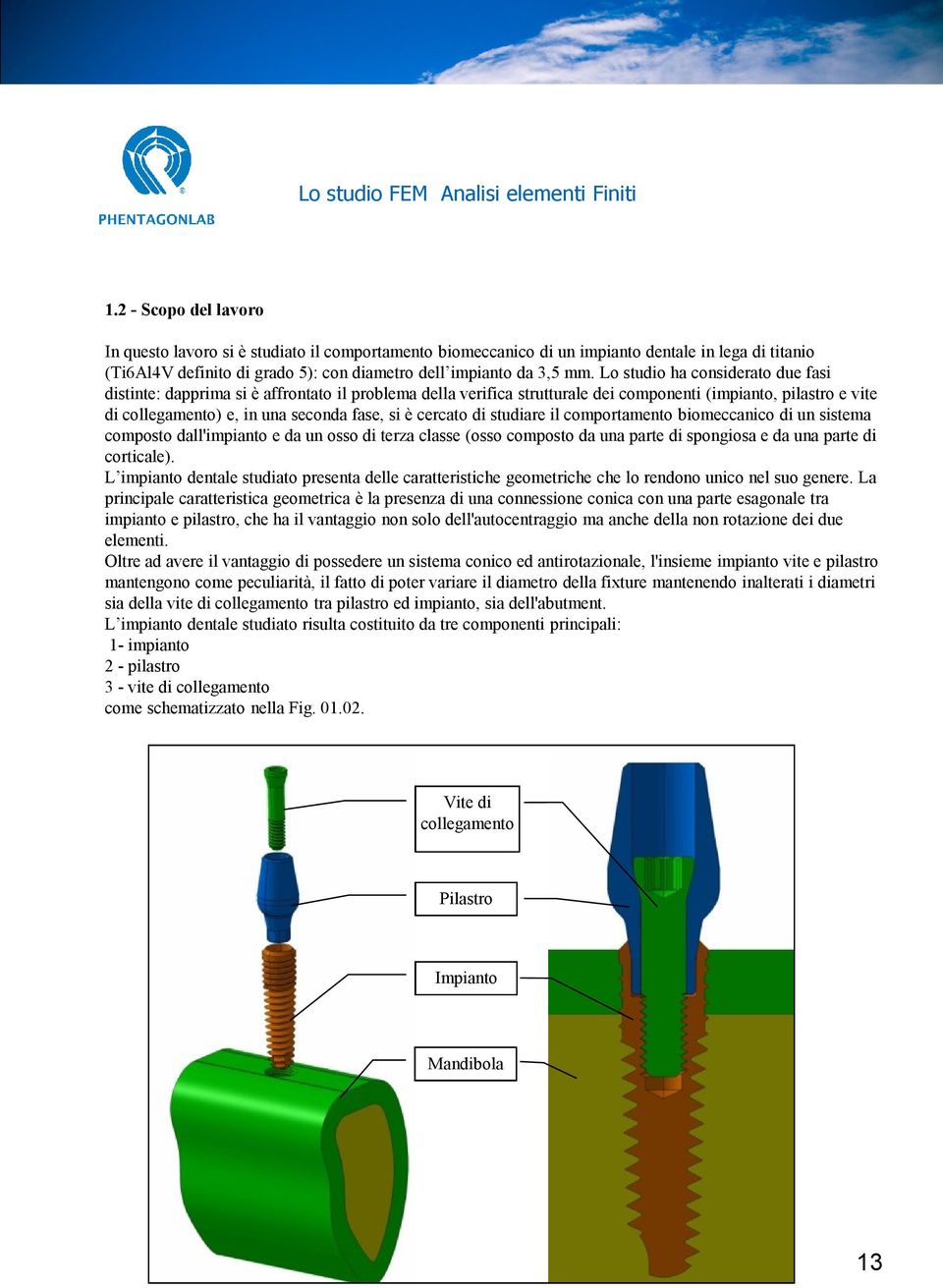 Lo studio ha considerato due fasi distinte: dapprima si è affrontato il problema della verifica strutturale dei componenti (impianto, pilastro e vite di collegamento) e, in una seconda fase, si è