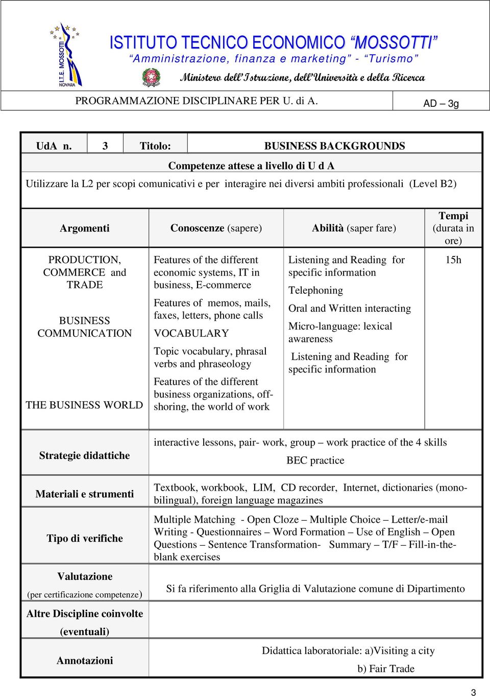 BUSINESS COMMUNICATION THE BUSINESS WORLD Features of the different economic systems, IT in business, E-commerce Features of memos, mails, faxes, letters, phone calls VOCABULARY Topic vocabulary,