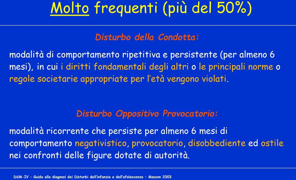 Disturbo Oppositivo Provocatorio: modalità ricorrente che persiste per almeno 6 mesi di comportamento negativistico, provocatorio,