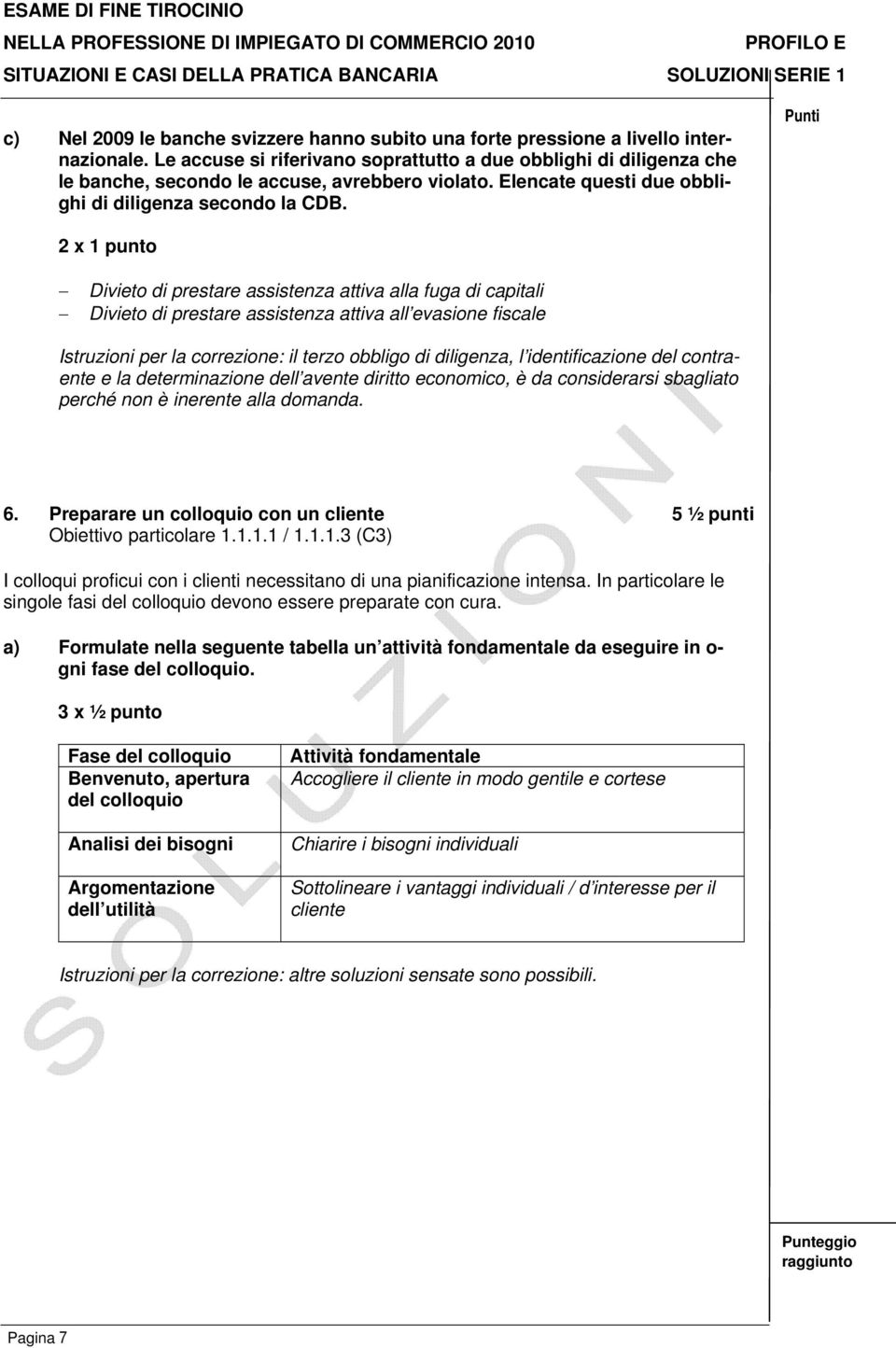 2 x 1 punto Divieto di prestare assistenza attiva alla fuga di capitali Divieto di prestare assistenza attiva all evasione fiscale Istruzioni per la correzione: il terzo obbligo di diligenza, l