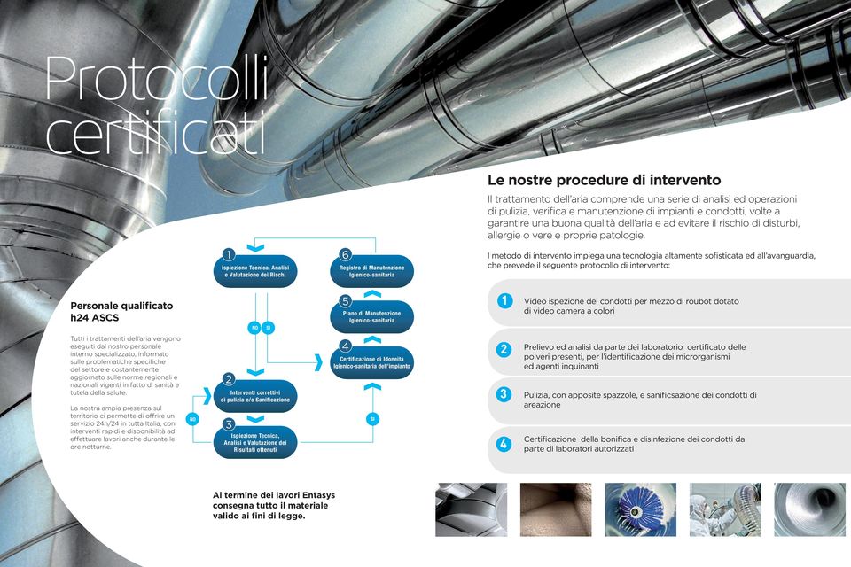 1 6 Ispiezione Tecnica, Analisi e Valutazione dei Rischi Registro di Manutenzione Igienico-sanitaria l metodo di intervento impiega una tecnologia altamente sofisticata ed all avanguardia, che