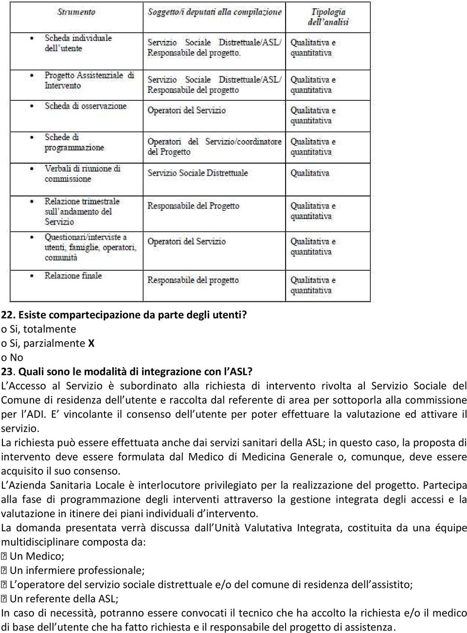 ADI. E vincolante il consenso dell utente per poter effettuare la valutazione ed attivare il servizio.