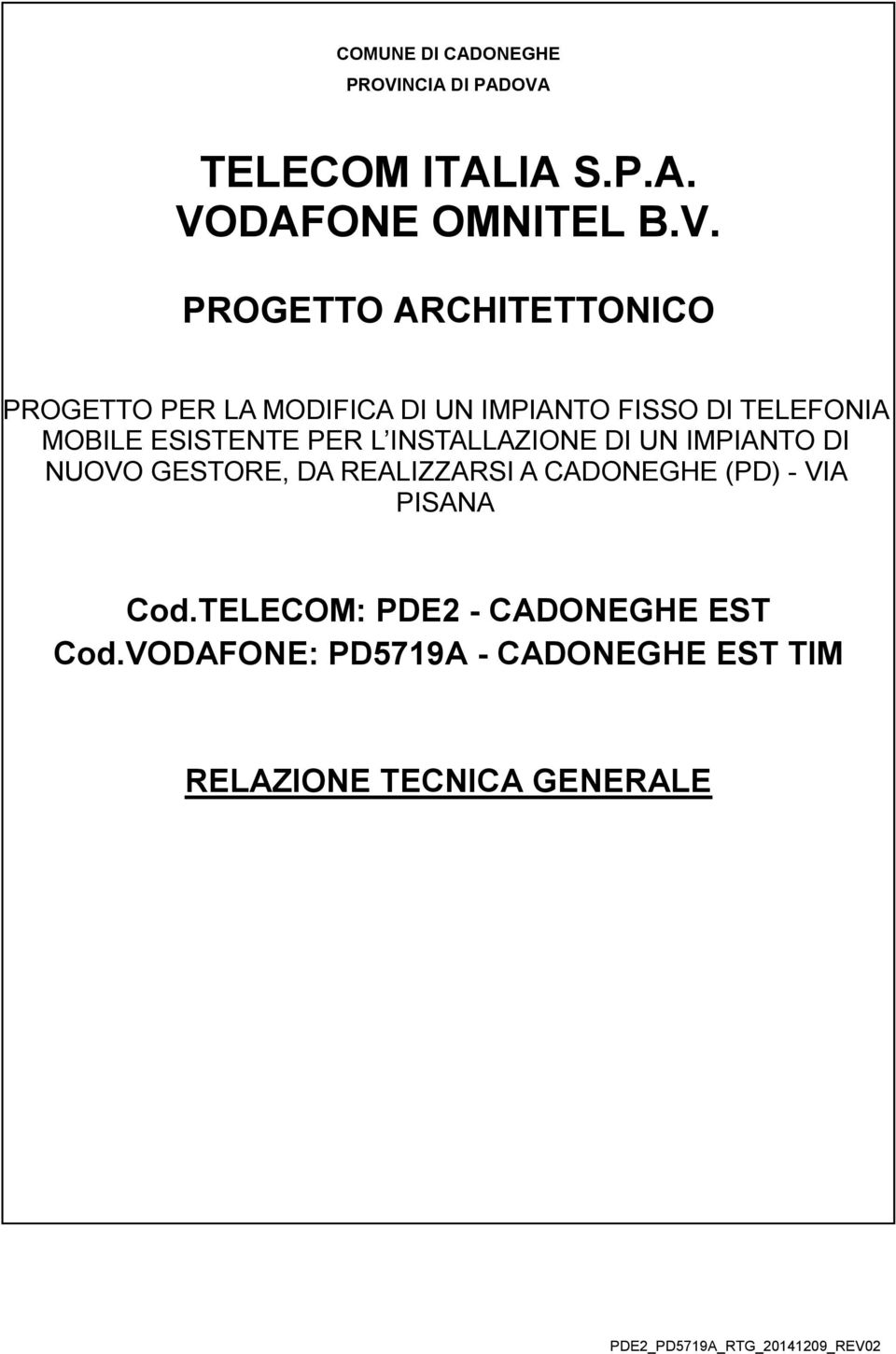 TELECOM ITALIA S.P.A. VO