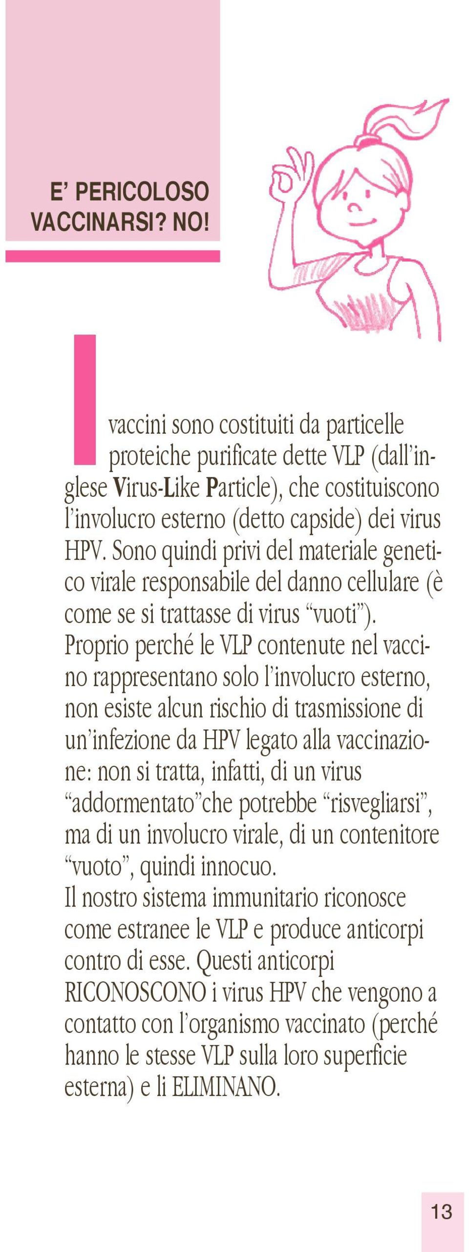 Sono quindi privi del materiale genetico virale responsabile del danno cellulare (è come se si trattasse di virus vuoti ).