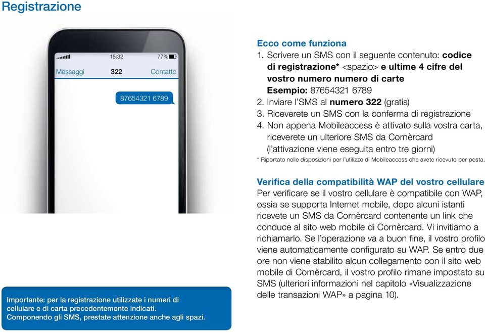 Riceverete un SMS con la conferma di registrazione 4.