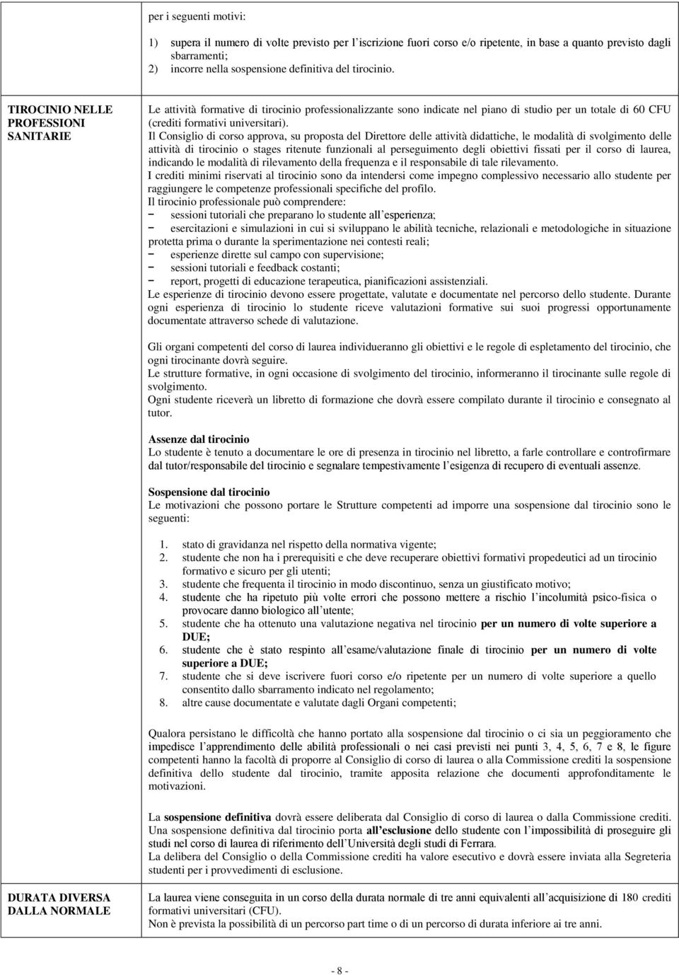 Il Consiglio di corso approva, su proposta del Direttore delle attività didattiche, le modalità di svolgimento delle attività di tirocinio o stages ritenute funzionali al perseguimento degli