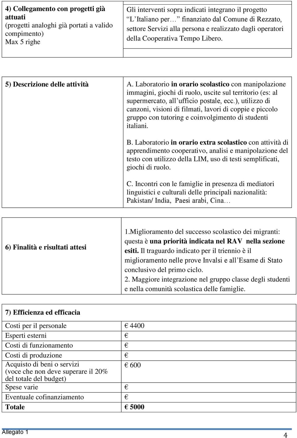 Laboratorio in orario scolastico con manipolazione immagini, giochi di ruolo, uscite sul territorio (es: al supermercato, all ufficio postale, ecc.