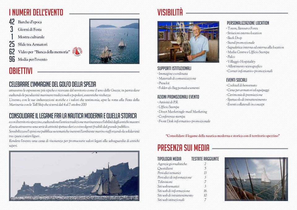 L evento, con le sue imbarcazioni storiche e i valori che testimonia, apre la rotta alla Festa della Marineria con le Tall Ship che si terrà dal 4 al 7 ottobre 2013 CONSOLIDARE IL LEGAME FRA LA