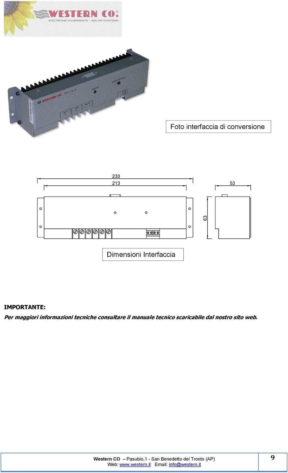 maggiori informazioni tecniche consultare