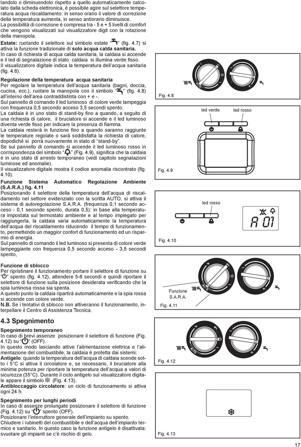 La possibilità di correzione è compresa tra - 5 e + 5 livelli di comfort che vengono visualizzati sul visualizzatore digit con la rotazione della manopola.