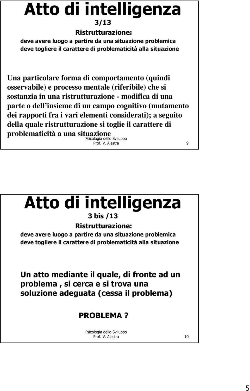 considerati); a seguito della quale ristrutturazione si toglie il carattere di problematicità a una situazione Prof. V.