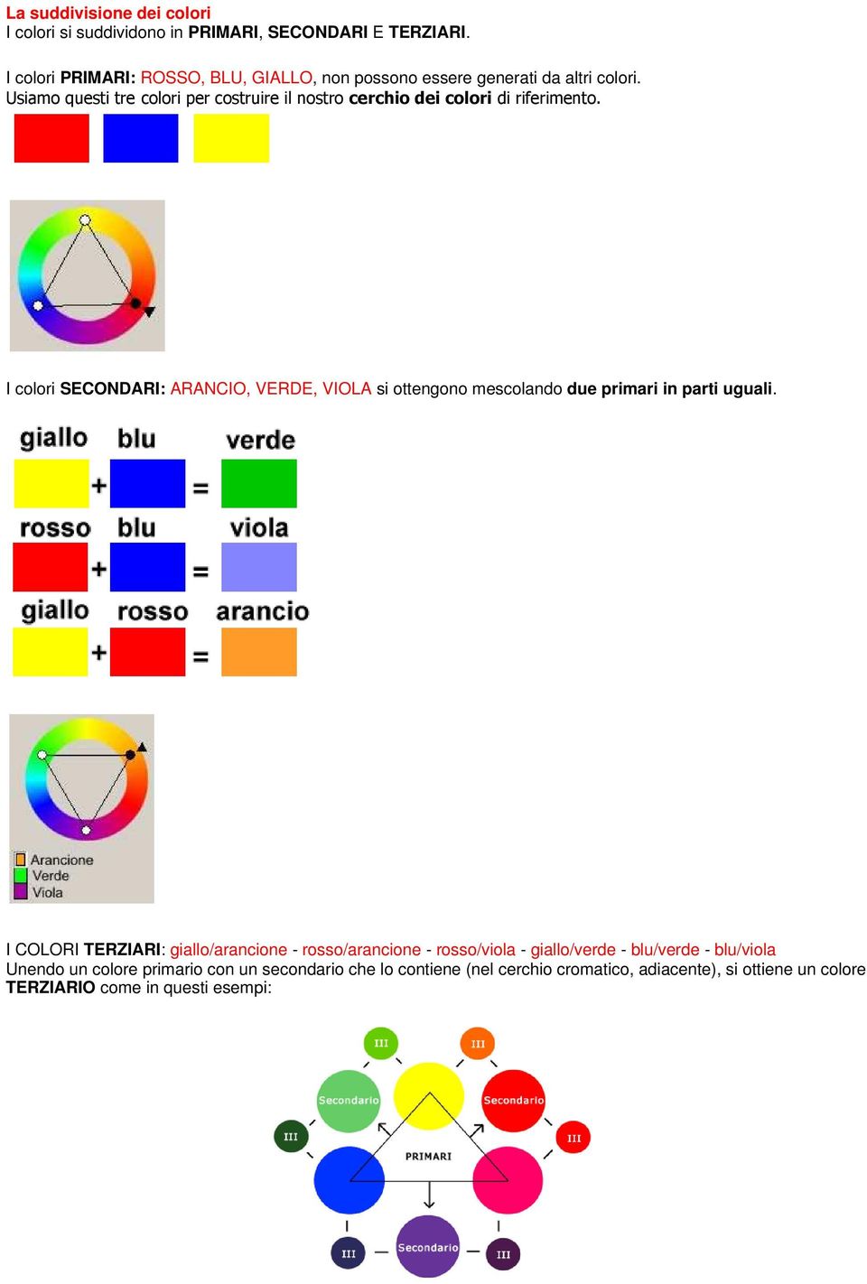 Usiamo questi tre colori per costruire il nostro cerchio dei colori di riferimento.