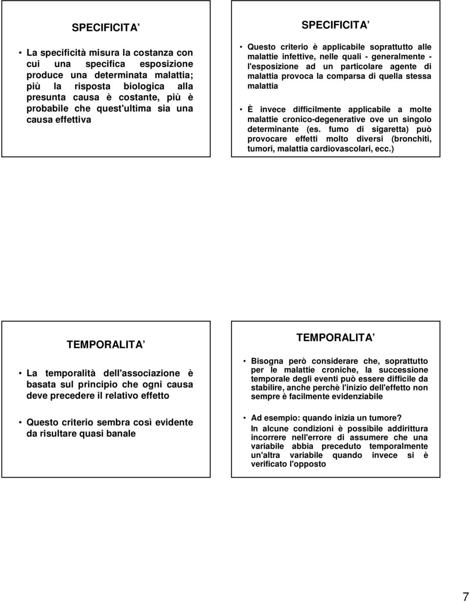 provoca la comparsa di quella stessa malattia È invece difficilmente applicabile a molte malattie cronico-degenerative ove un singolo determinante (es.