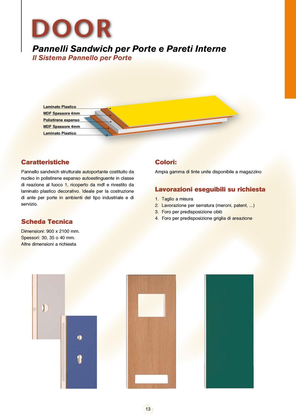 Ideale per la costruzione di ante per porte in ambienti del tipo industriale e di servizio.